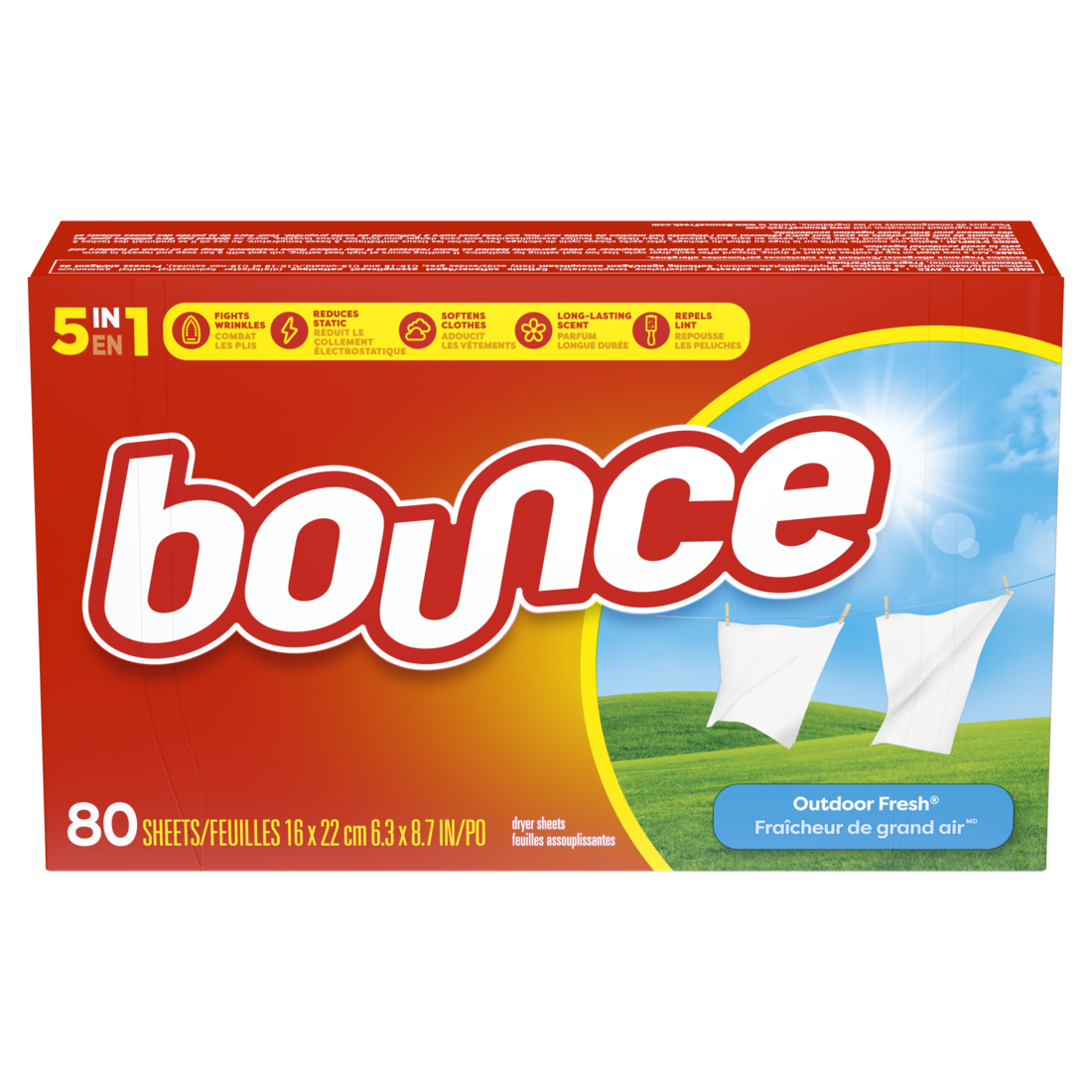 Bounce Dryer Sheets Outdoor Fresh Scent - 80ct/9pk