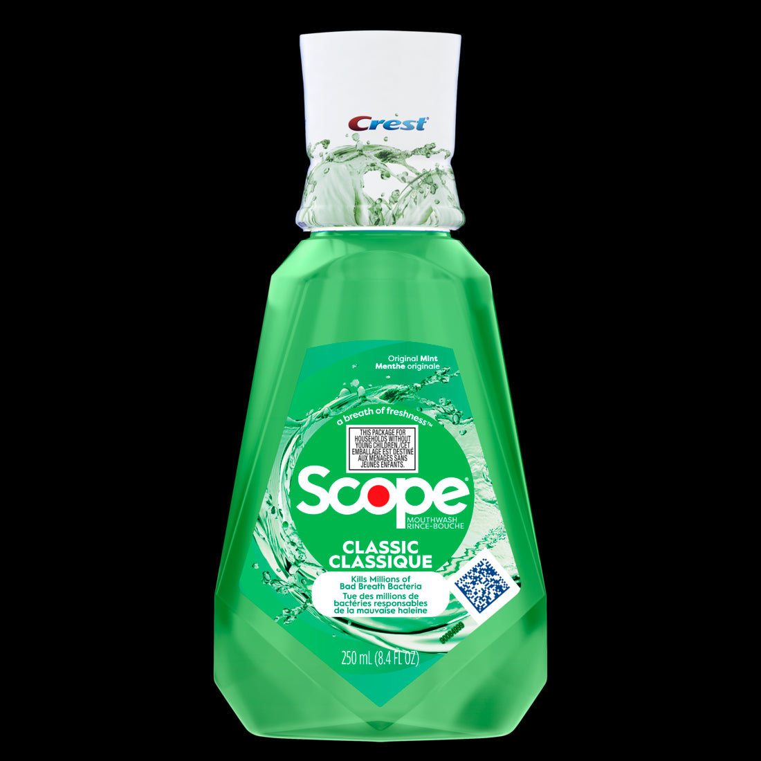 Crest Scope Classic Anticavity Fluroide Mouthwash Original Mint (250ML) - 8.4oz/6pk