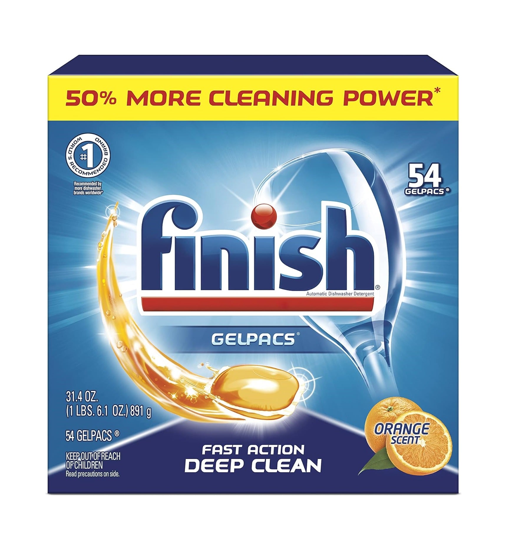 Finish Gelpacs Dishwasher Detergent Tablets Orange - 54ct/4pk