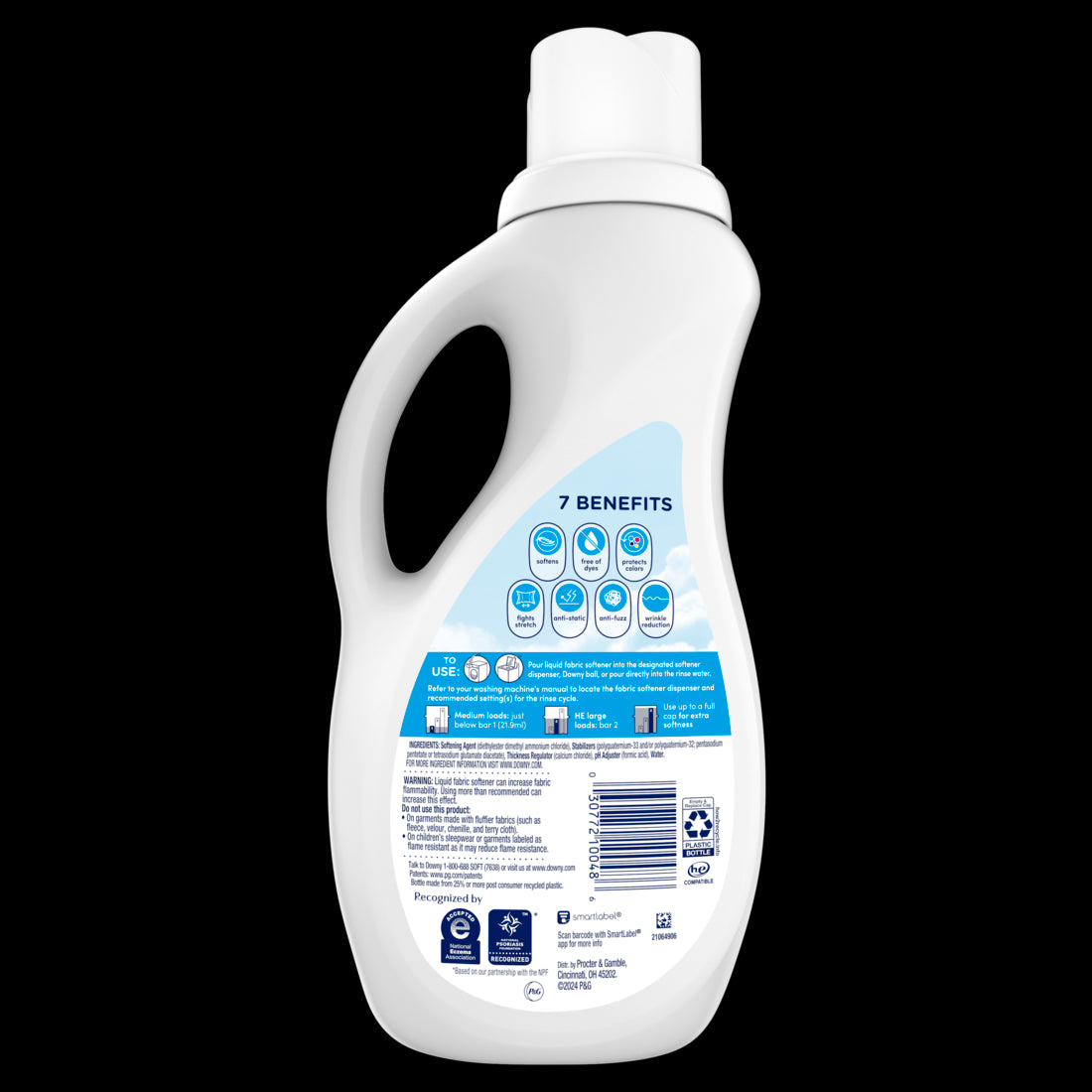 Downy Ultra Free & Gentle Hypoallergenic Laundry Liquid Fabric Softener 60 Loads - 44oz/6pk