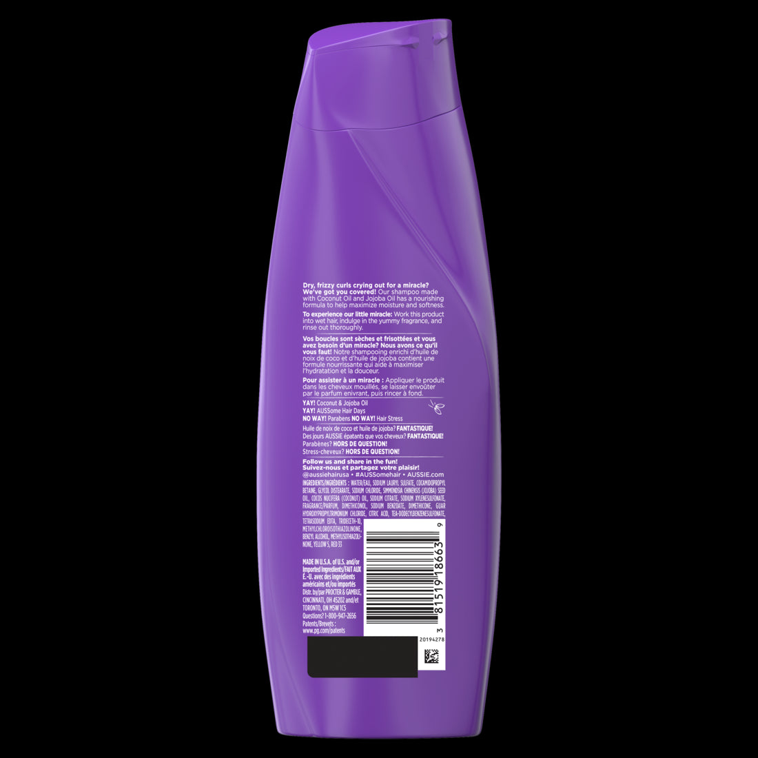 Aussie Paraben-Free Miracle Curls Shampoo w/Coconut for Curly Hair - 12.1oz/6pk