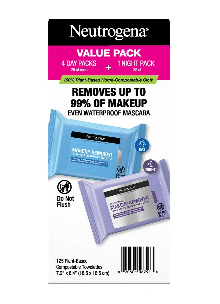 Neutrogena Makeup Remover & Night Calming Cleansing Towelettes - 25ct/5pk
