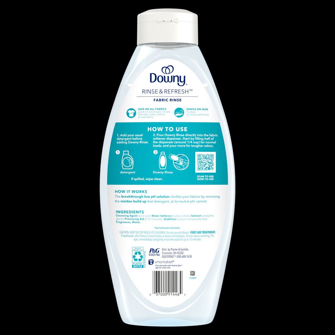 Downy RINSE & REFRESH Laundry Odor Remover and Fabric Softener Cool Cotton - 48oz/4pk