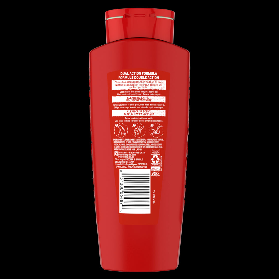 Old Spice HE 2 in 1 Hair and Body Wash - 18oz/4pk