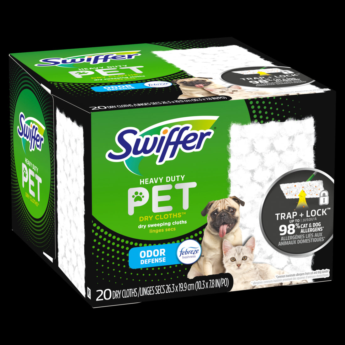 Swiffer Heavy Duty Pet Dry Sweeping Cloth Refills Febreze Odor Defense - 20ct/4pk