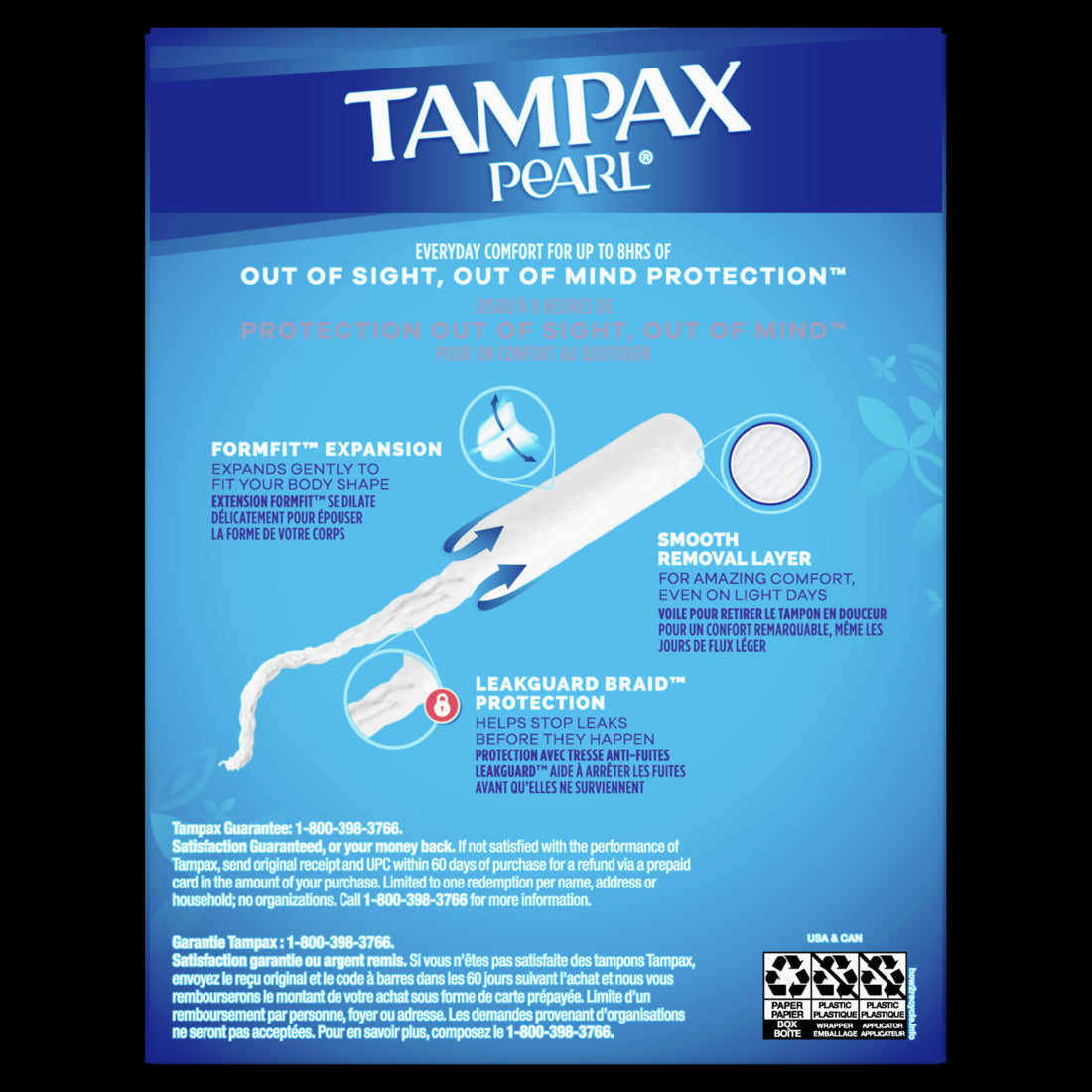 Tampax Pearl Tampons, with LeakGuard Braid, Super Plus Absorbency, Unscented - 18ct/12pk