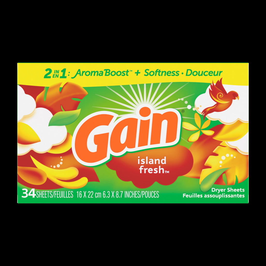 Gain Fabric Sheets Island Fresh  - 34ct/12pk