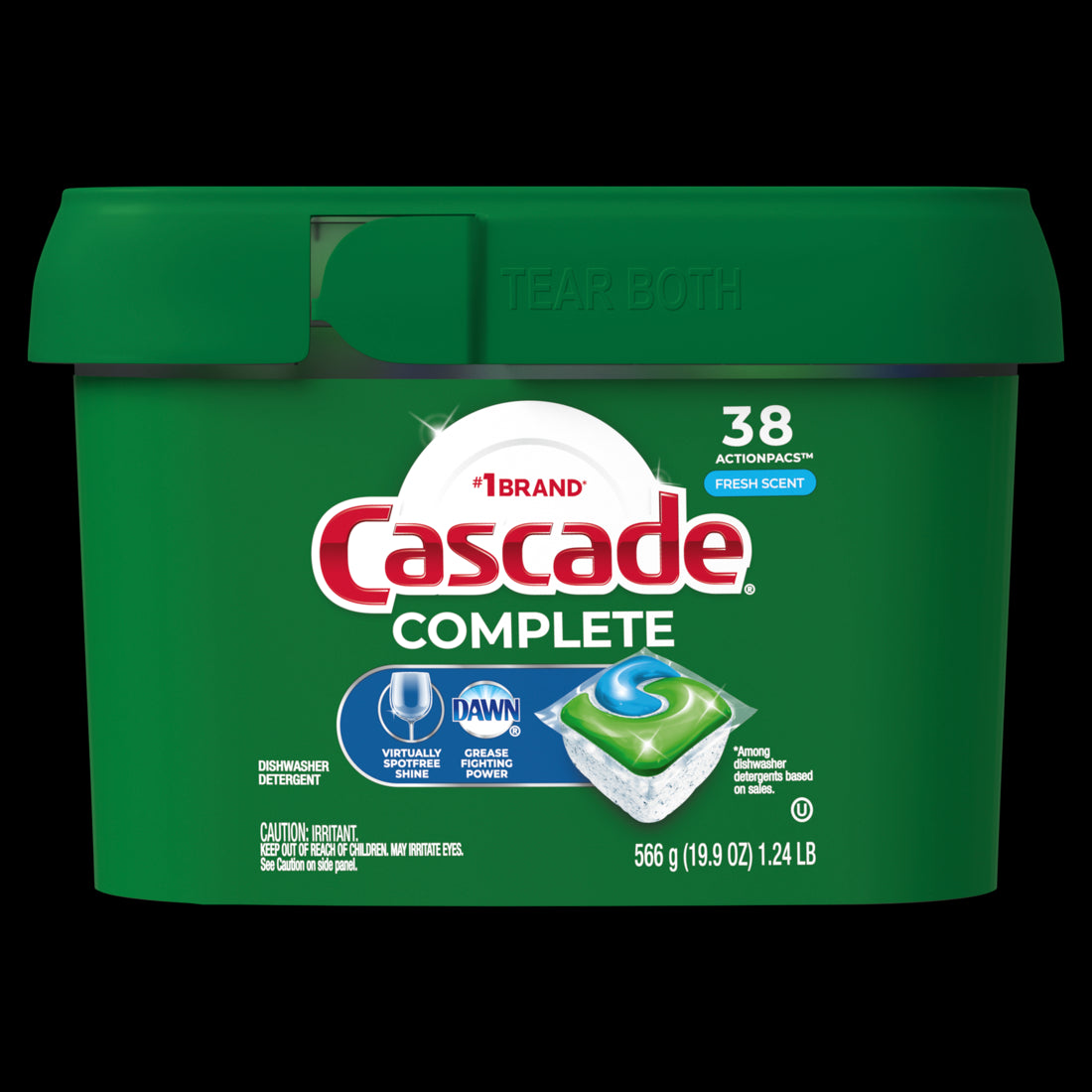 Cascade Complete ActionPacs Dishwasher Detergent, Fresh Scent - 38ct/3pk