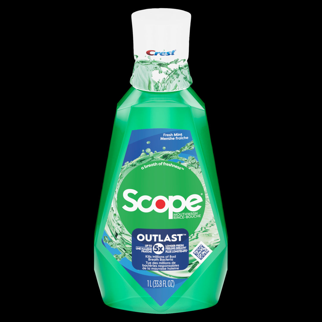 Crest Scope Outlast Mouthwash Long Lasting Mint  1L/33.8oz/6pk