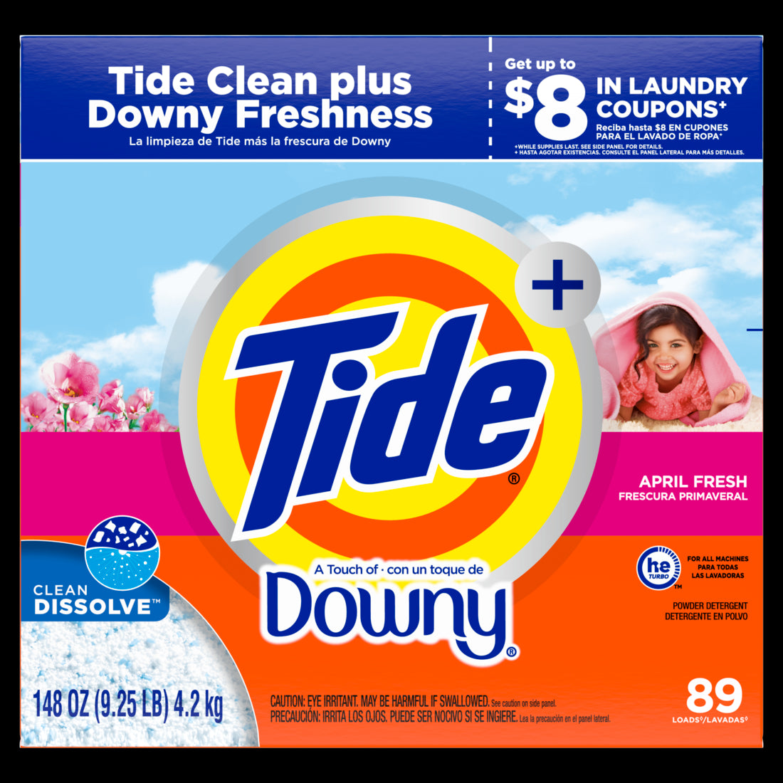 Tide Plus Downy Powder Laundry Detergent April Fresh 89 loads - 148oz/2pk