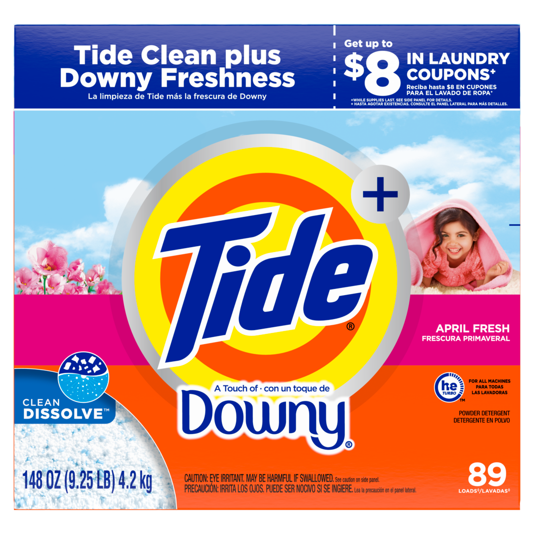 Tide Plus Downy Powder Laundry Detergent April Fresh 89 loads - 148oz/2pk