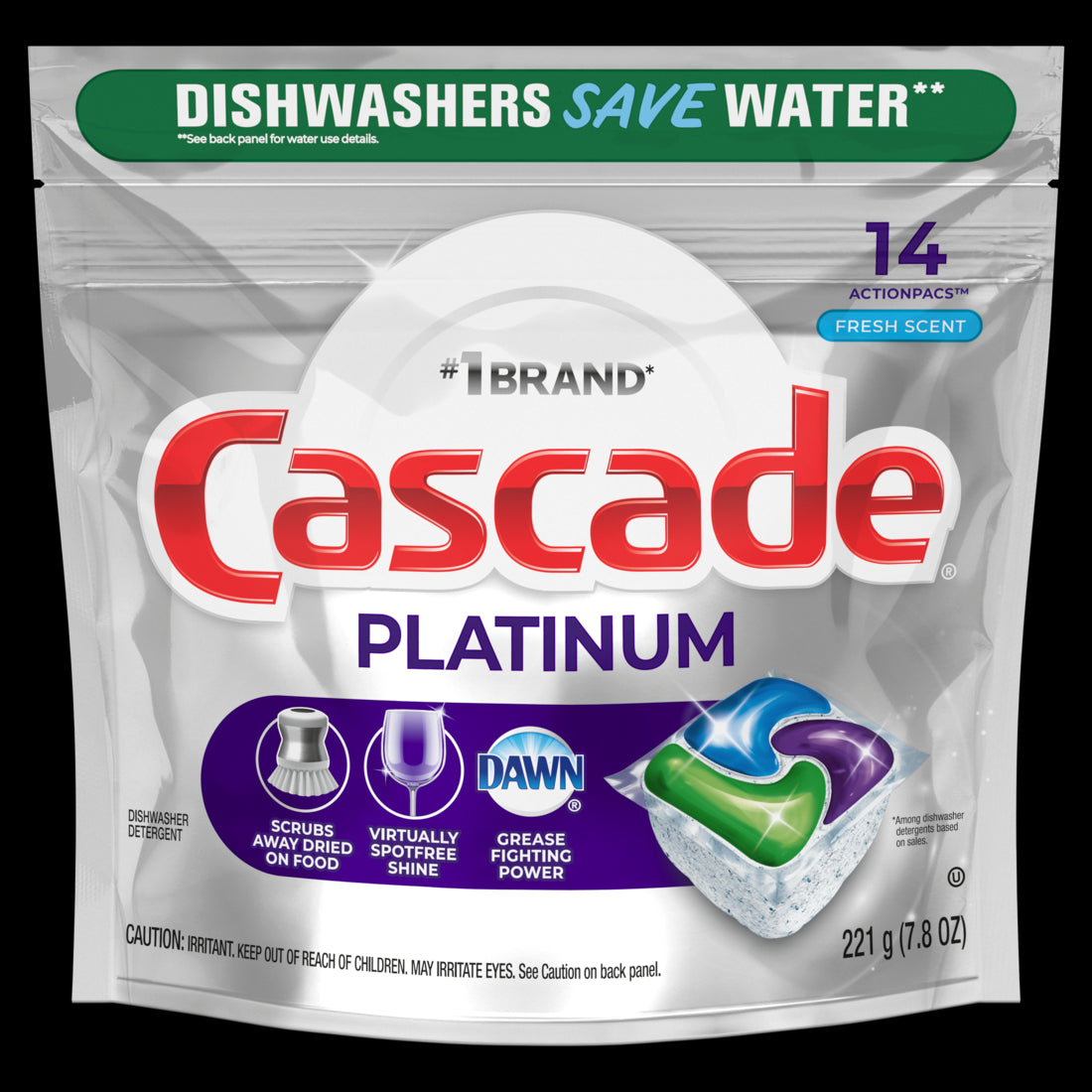 Cascade Platinum ActionPacs Dishwasher Detergent Pods Fresh - 14ct/6pk