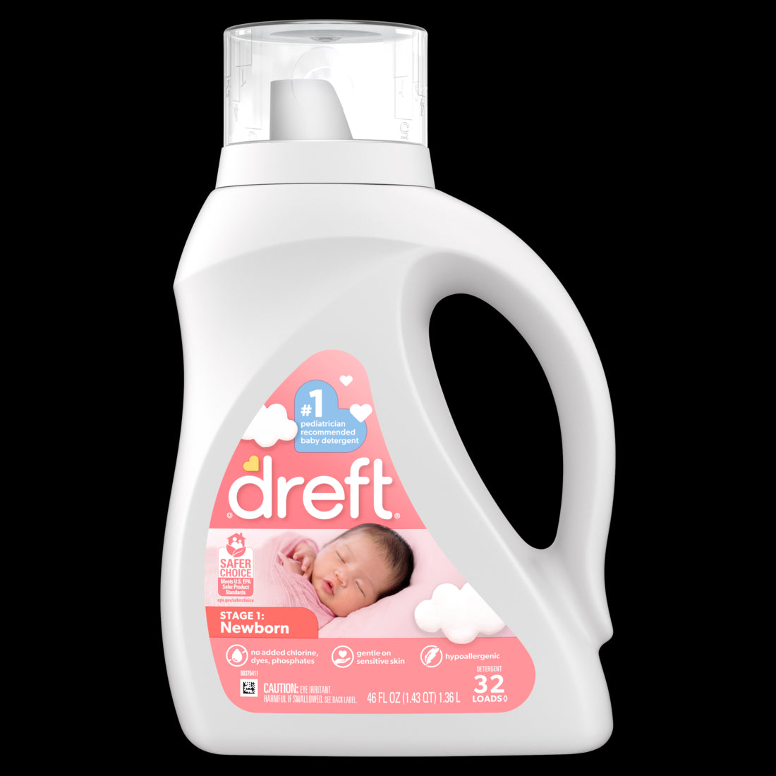 Dreft Stage 1: Newborn Baby Liquid Laundry Detergent 32 loads - 46oz/6pk