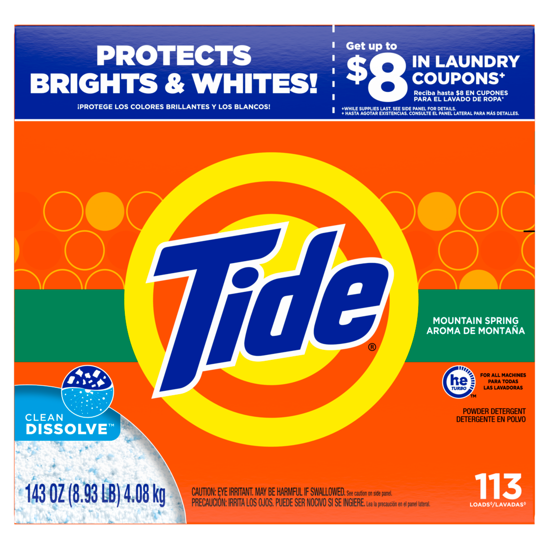 Tide Powder Ultra Mountain Spring 113 Loads - 143oz/2pk