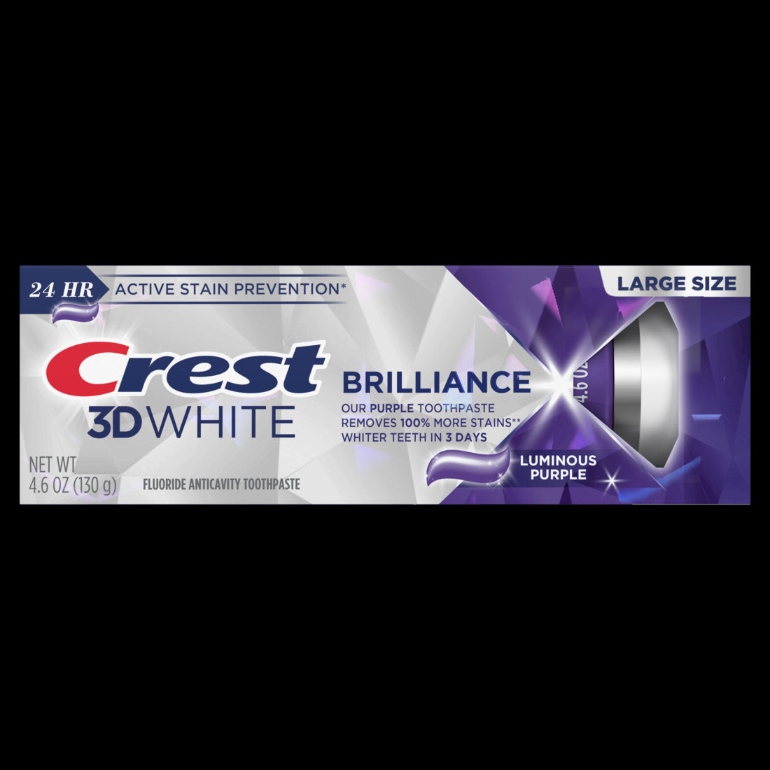 Crest 3D White Brilliance Luminous Purple Toothpaste Large Size Pack of 3 - 4.6oz/4pk