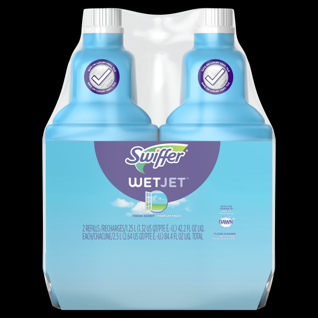 Swiffer WetJet Multi-Surface Floor Cleaner Solution Refil W/ Dawn Open Window Fresh Twin Pack 2x1.25L - 42.2oz/3pk