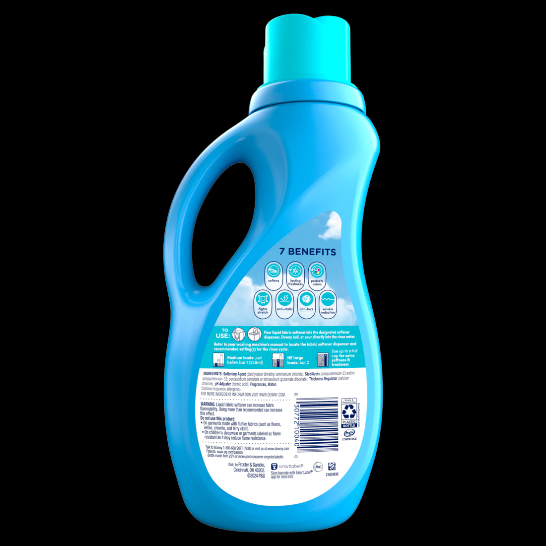 Downy Ultra Laundry Liquid Fabric Softener Cool Cotton 60 Loads - 44oz/6pk