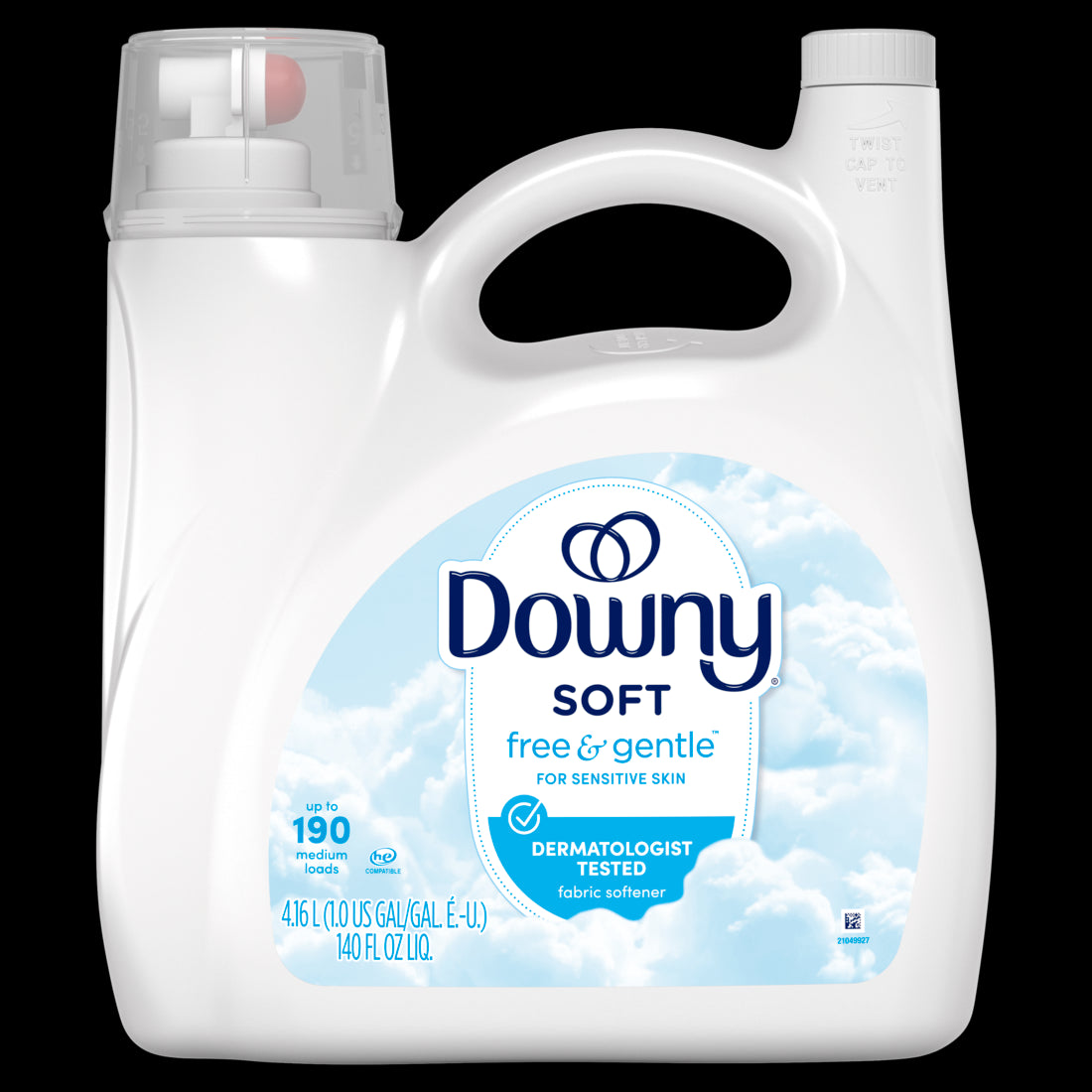 Downy Ultra Free & Gentle Hypoallergenic Laundry Liquid Fabric Softener 190 Loads - 140oz/4pk