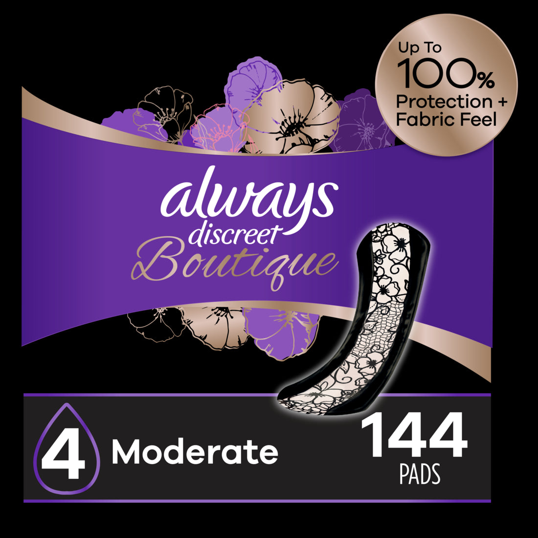 Always Discreet Boutique Moderate Pads - 48ct/3pk