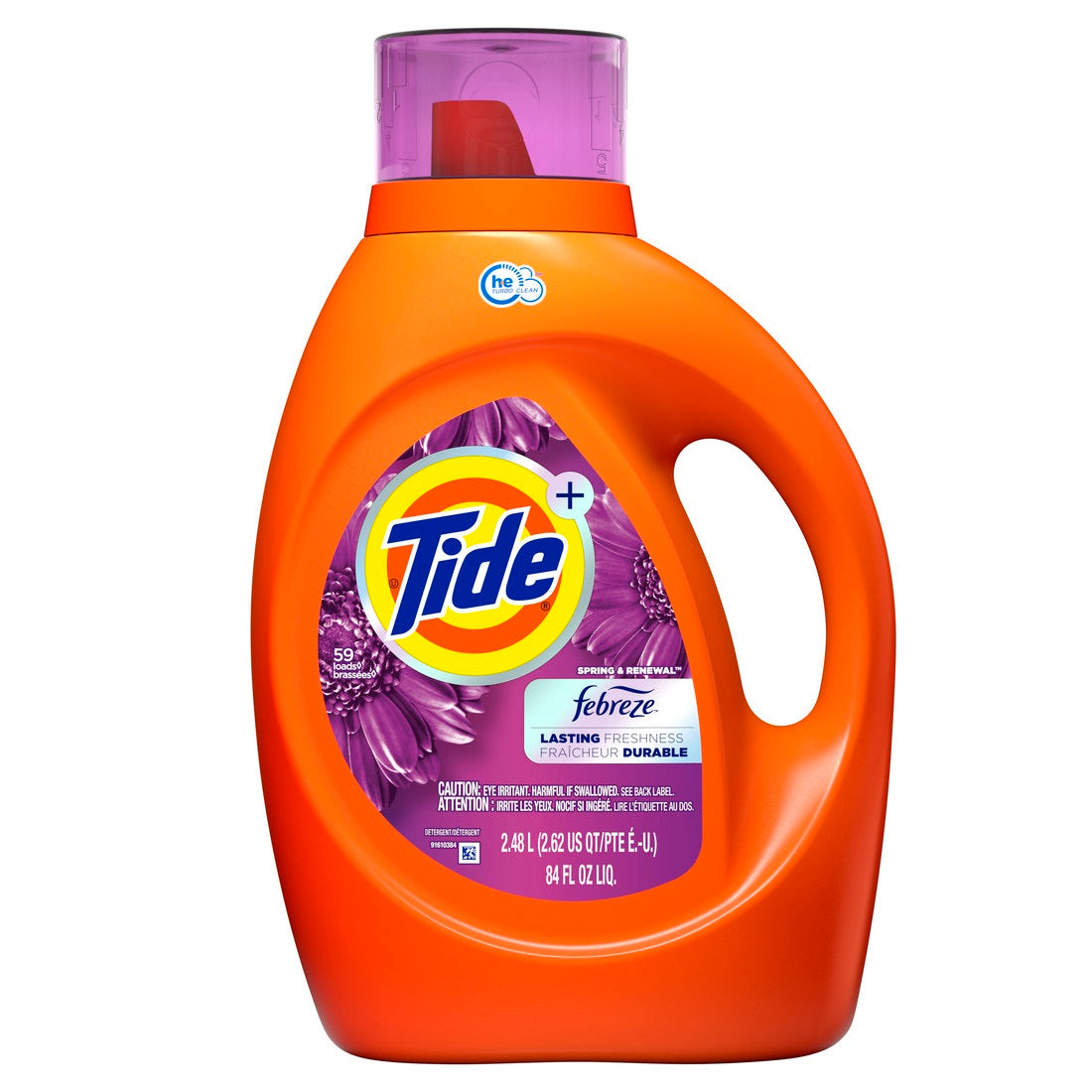 Tide Plus Febreze Freshness Spring & Renewal Liquid Laundry Detergent 59 Loads HE Compatible - 84oz/4pk