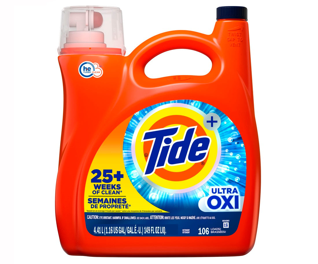 Tide Ultra Oxi Liquid Laundry Detergent 106 loads HE Compatible - 149oz/4pk