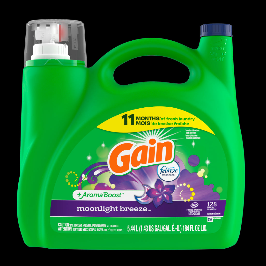 Gain + Aroma Boost Liquid Laundry Detergent Moonlight Breeze Scent 128 Loads HE Compatible - 184oz/2pk