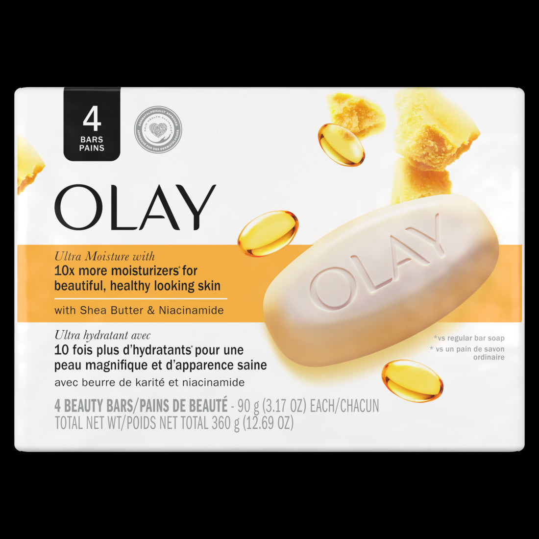 Olay Moisture Outlast Ultra Moisture Shea Butter Beauty Bar with Vitamin B3 Complex 90g - 3.17oz/4ct/12pk