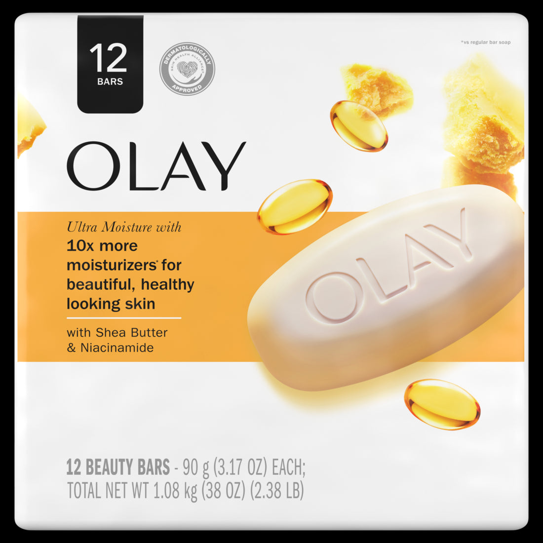 Olay Moisture Outlast Ultra Moisture Shea Butter Beauty Bar with Vitamin B3 Complex - 3.17oz/12ct/4pk