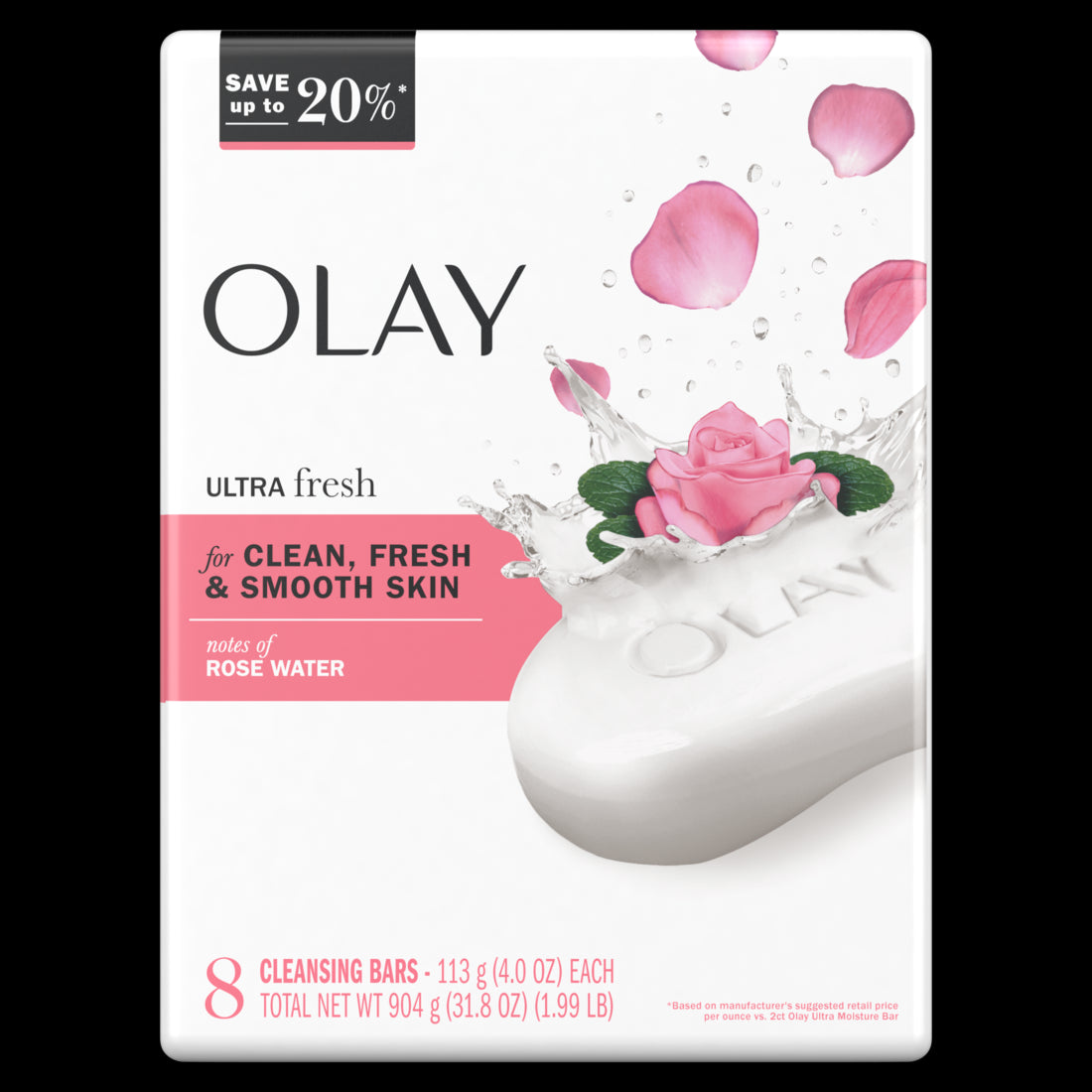 Olay Ultra Fresh Bath Bar with Notes of Rosewater - 8ct/4pk