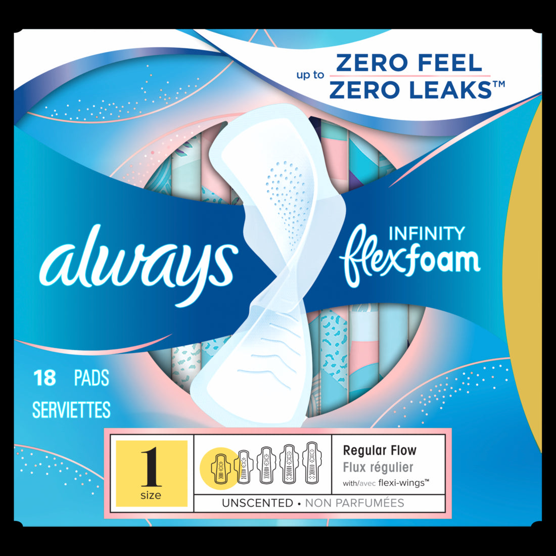 Always INFINITY REGULAR UNS w/FlexFoam Size1  - 18ct/12pk