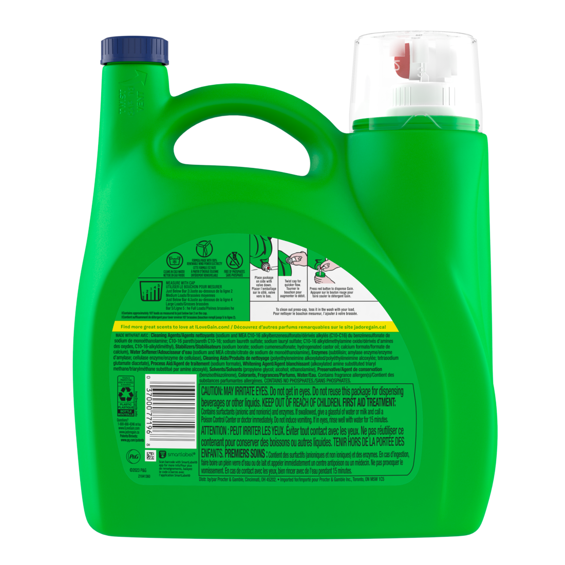 Gain Liquid Laundry Detergent Moonlight Breeze Scent 107 Loads Freshness + Odor Fighting Laundry Detergent Liquid Soap He Compatible - 154oz/4pk