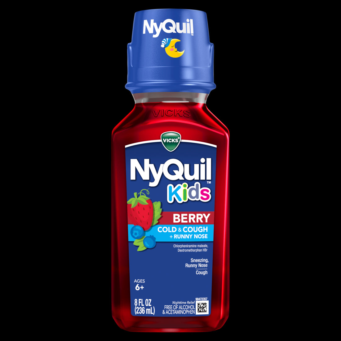 Vicks NyQuil Cold & Cough Medicine For Children Ages 6+ Free of Alcohol Berry Flavor - 8oz/12pk