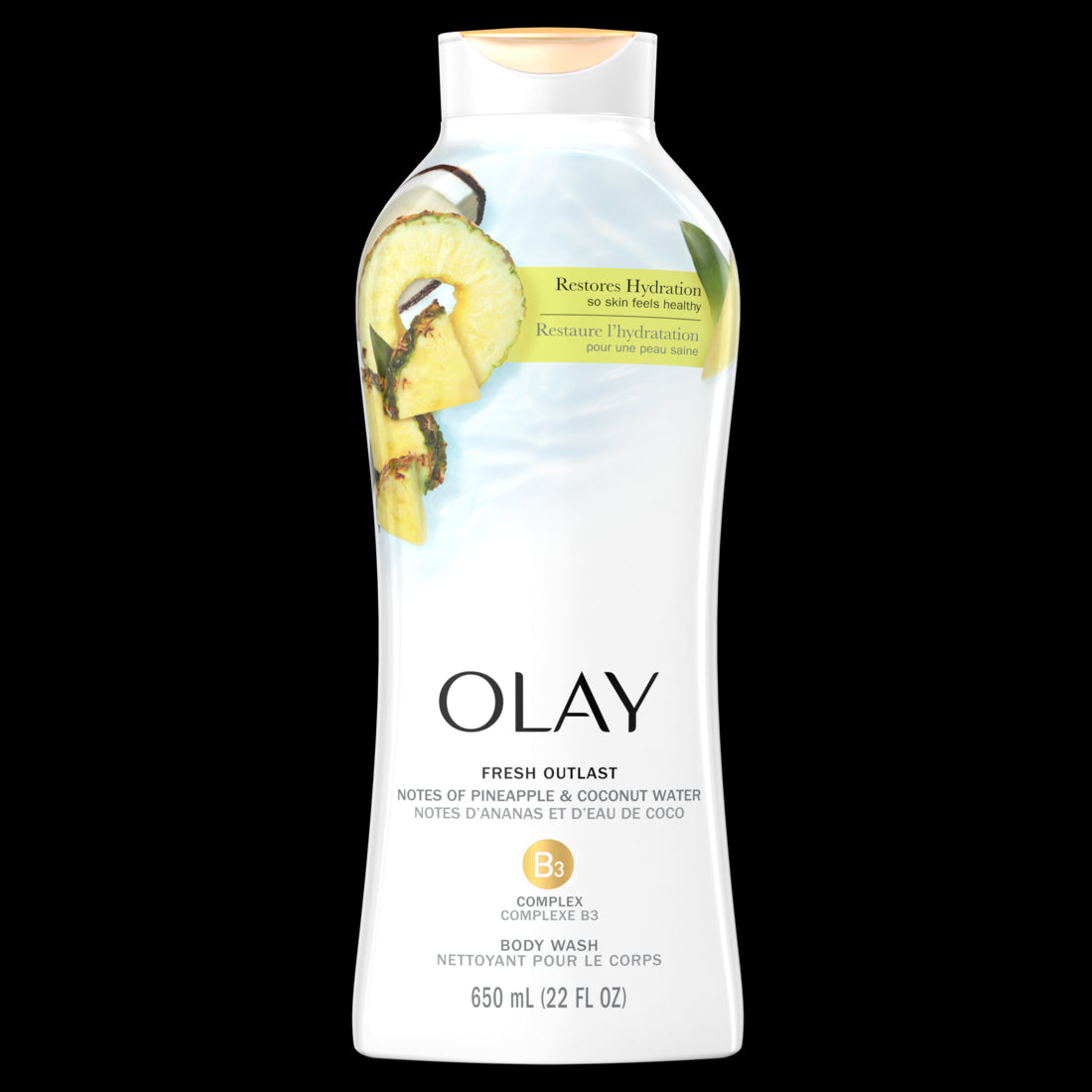 Olay Fresh Outlast Paraben Free Body Wash with Rejuvenating Notes of Pineapple & Coconut Water - 22oz/4pk