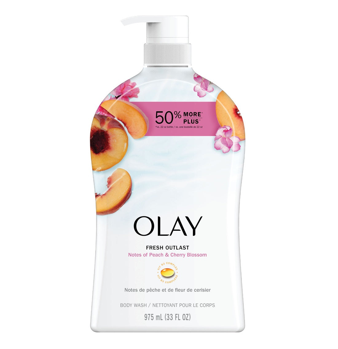 Olay Fresh Outlast Paraben Free Body Wash with Energizing Notes of Peach & Cherry Blossom - 33oz/4pk