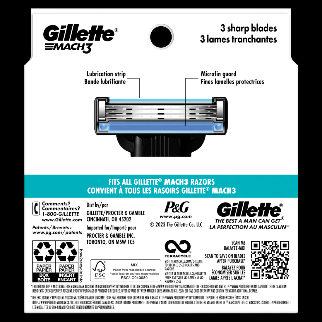 Gillette Mach3 Men's Razor Blades, 12 Blade Refills /6pk