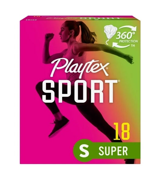 Playtex Sport Plastic Tampons Super Unscented - 18ct/12pk