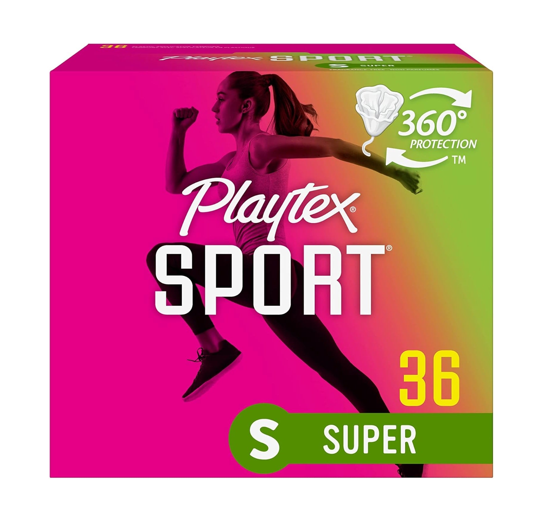 Playtex Sport Plastic Tampons Super Unscented - 36ct/12pk