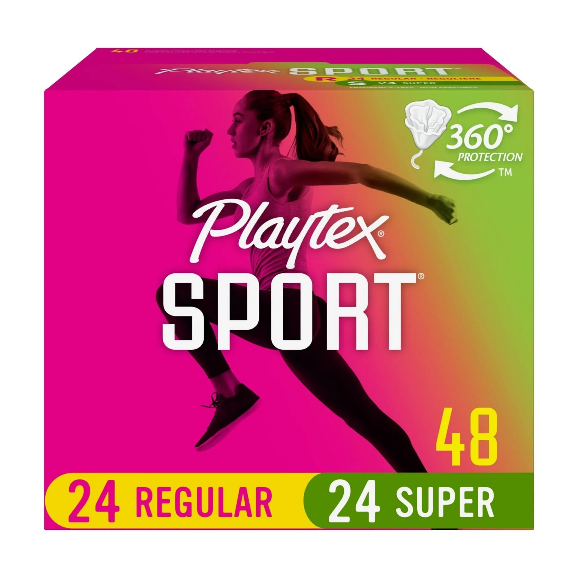 Playtex Sport Plastic Tampons Multipack Regular/Super - 48ct/6pk