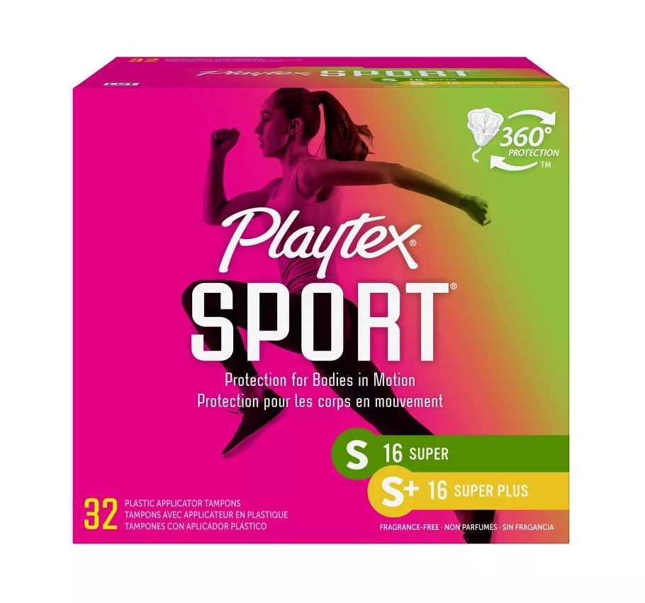 Playtex Sport Plastic Tampons Multi-Pack 16 Super/16 Super Plus - 32ct/12pk