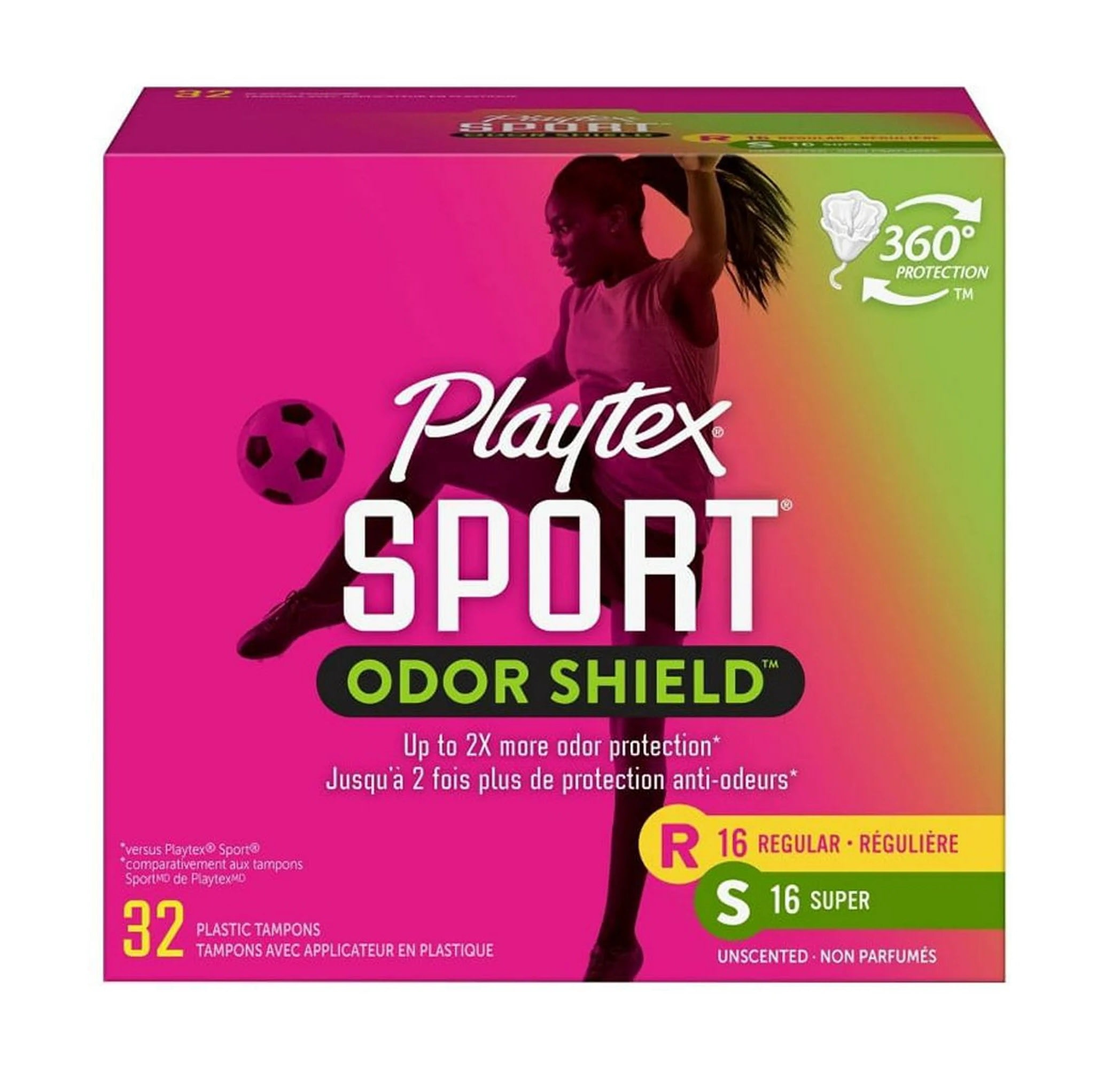 Playtex Sport Plastic Tampons Odor Shield Multi-Pack - 32ct/12pk