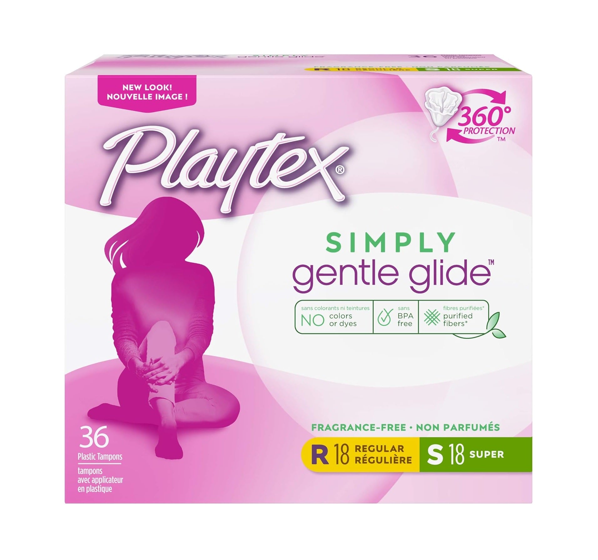 Playtex Simply Plastic Tampons Gentle Glide Unscented Multipack Regular/Super - 36ct/12pk