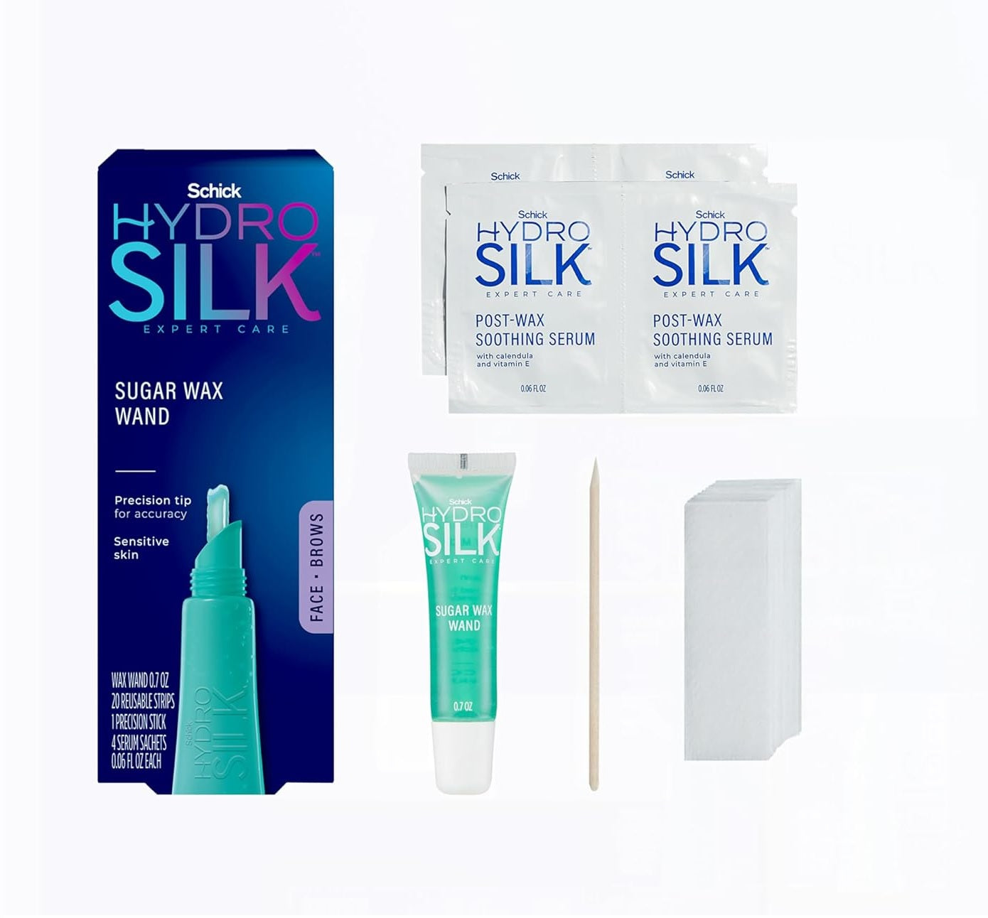 Hydro Silk Easy Control Sugar Wax Wand Face + Brow - 0.77oz/12pk