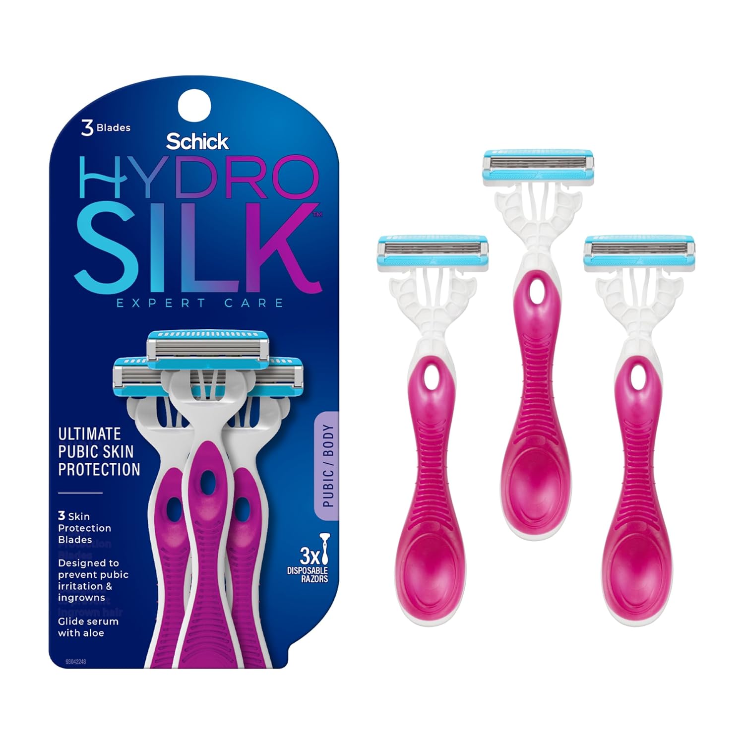 Hydro Silk Ultimate Pubic Skin Protection Refillable Razor Kit - 3ct/3pk