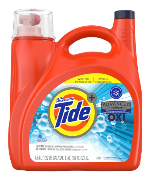 Tide OXI Advanced Power Liquid Laundry Detergent 89 Wash Loads - 157oz/4pk