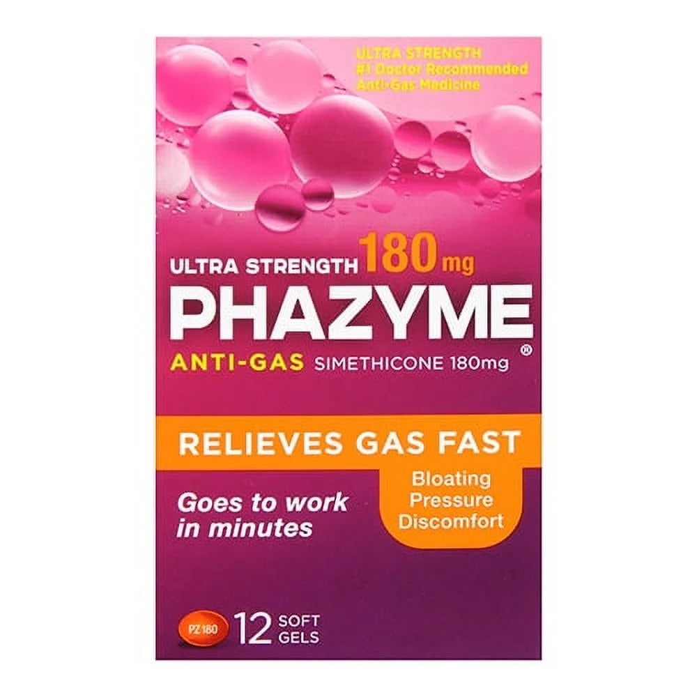 Phazyme Ultra Strength 180MG Anti-Gas Simethicone Soft Gels - 12ct/24pk