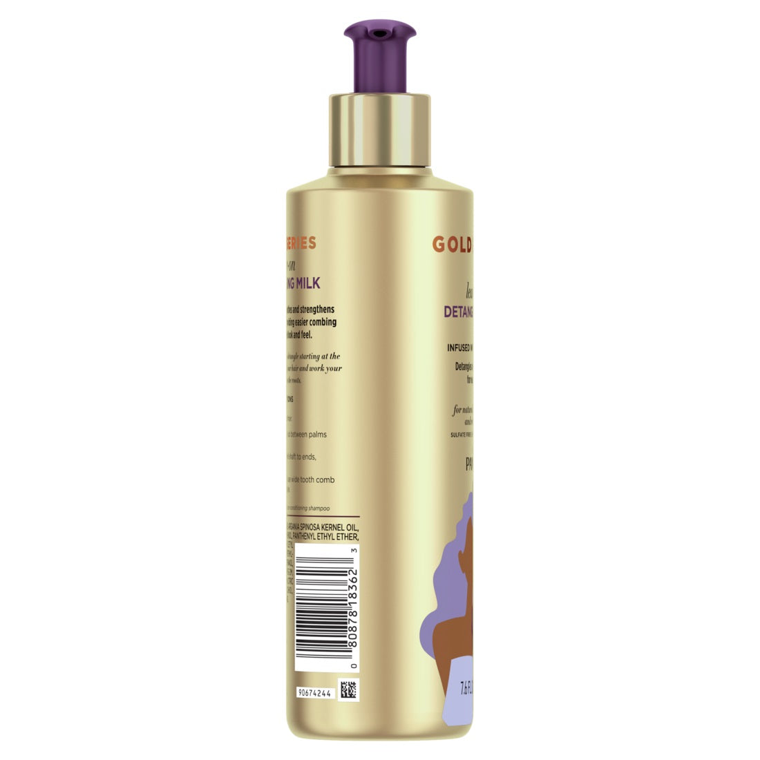 Pantene Gold Series Sulfate-Free Leave-On Detangling Milk Treatment with Argan Oil for Curly Coily Hair - 7.6oz/12pk