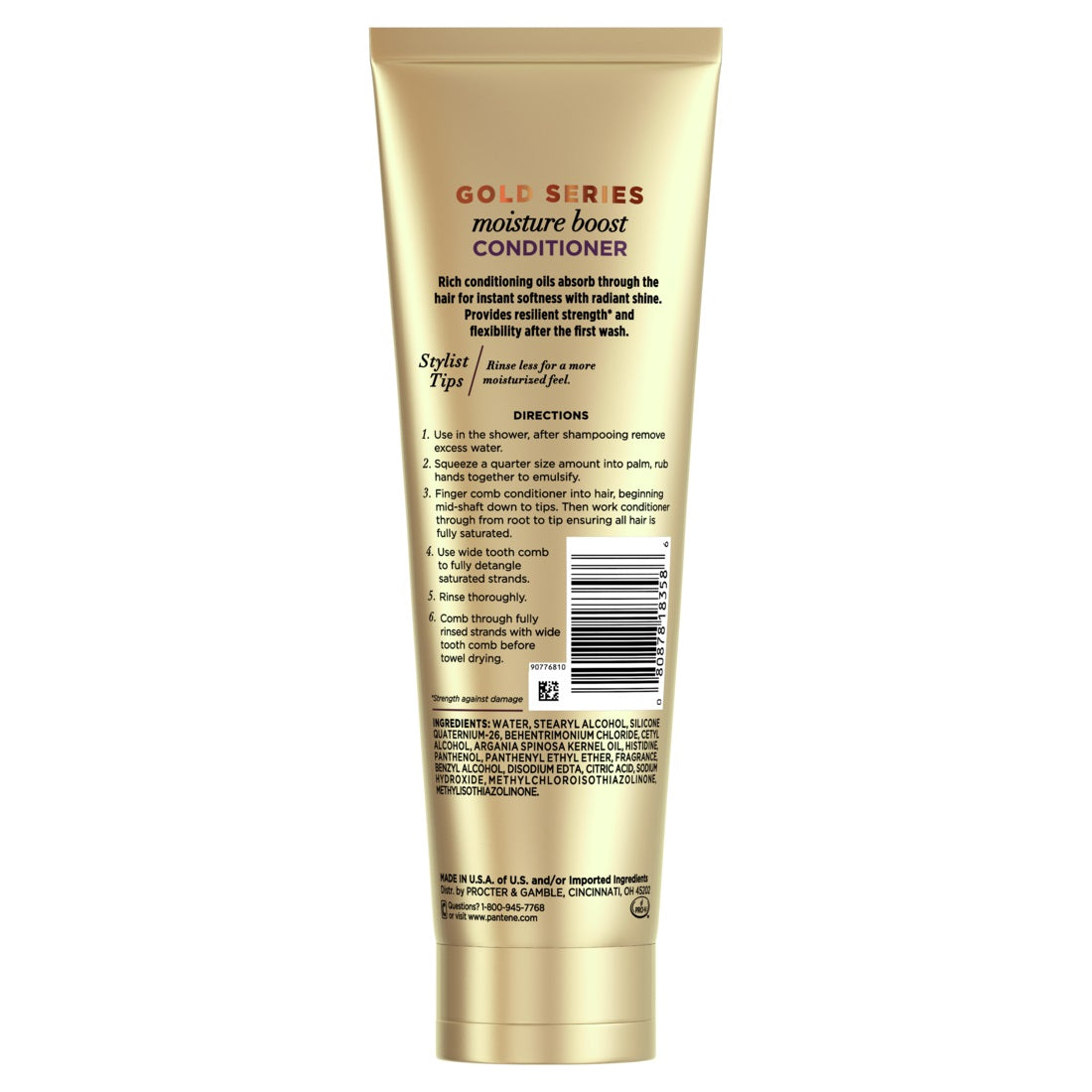 Pantene Gold Series Sulfate-Free Moisture Boost Conditioner Infused with Argan Oil for Curly Coily Hair - 8.4oz/12pk