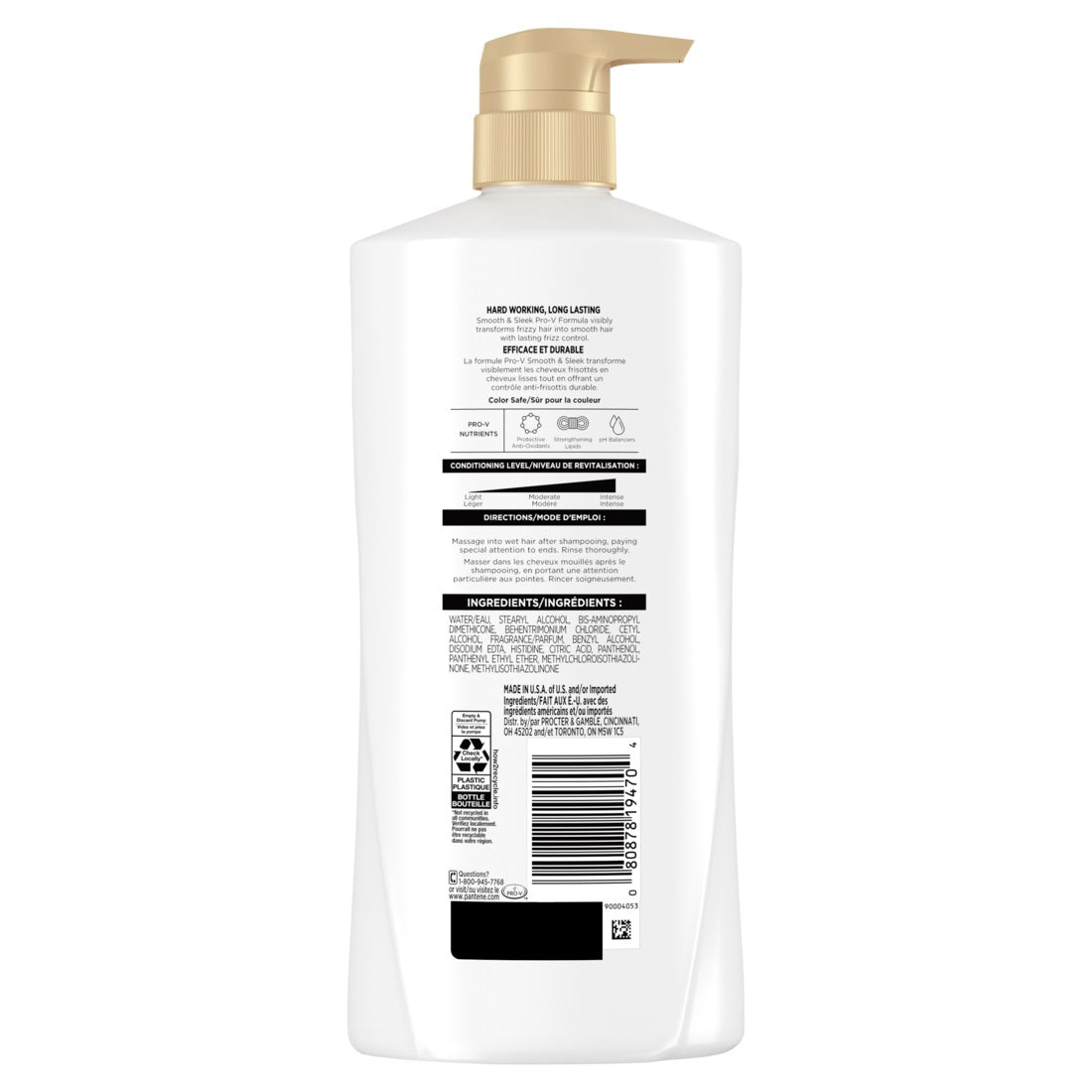 Pantene Conditioner Smooth & Sleek Fights Frizz Paraben Free - 16.0oz/4pk