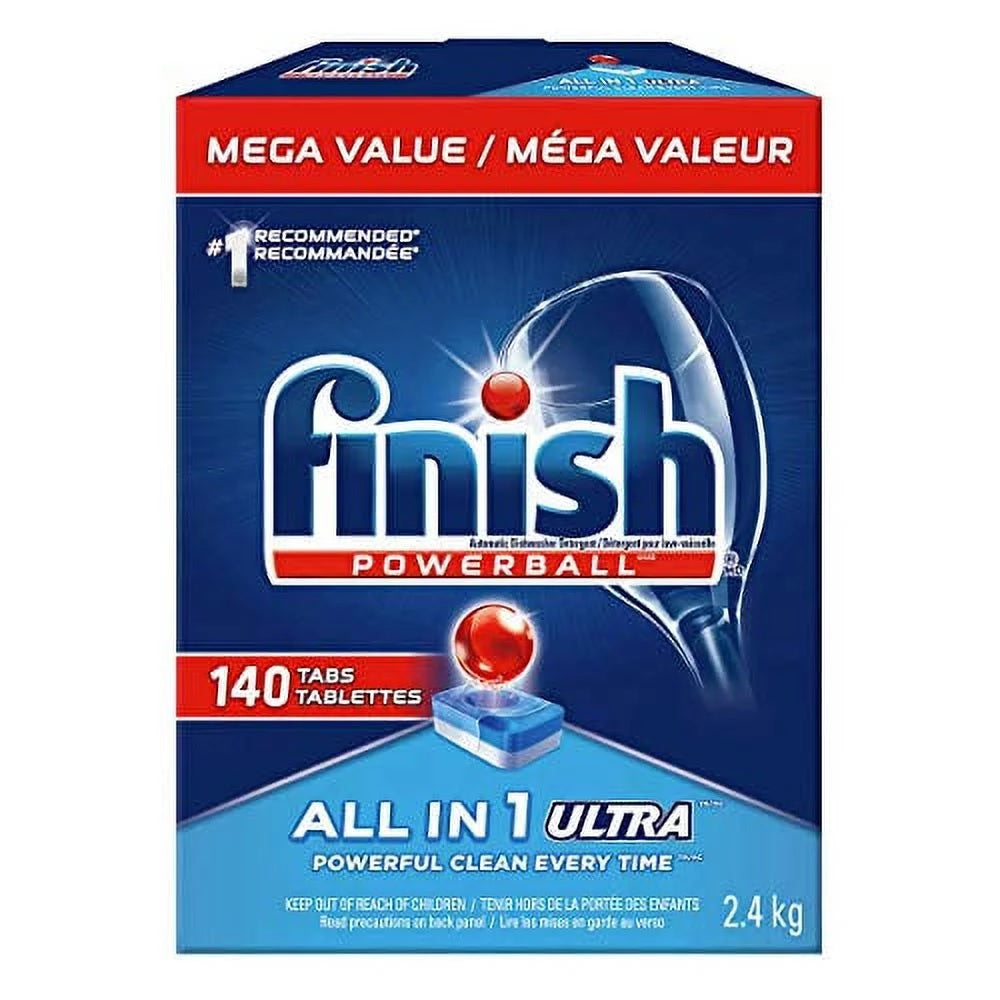 Finish Powerball Dishwasher Detergent All in 1 Ultra Powerful Clean 2.4kg - 140ct/1pk