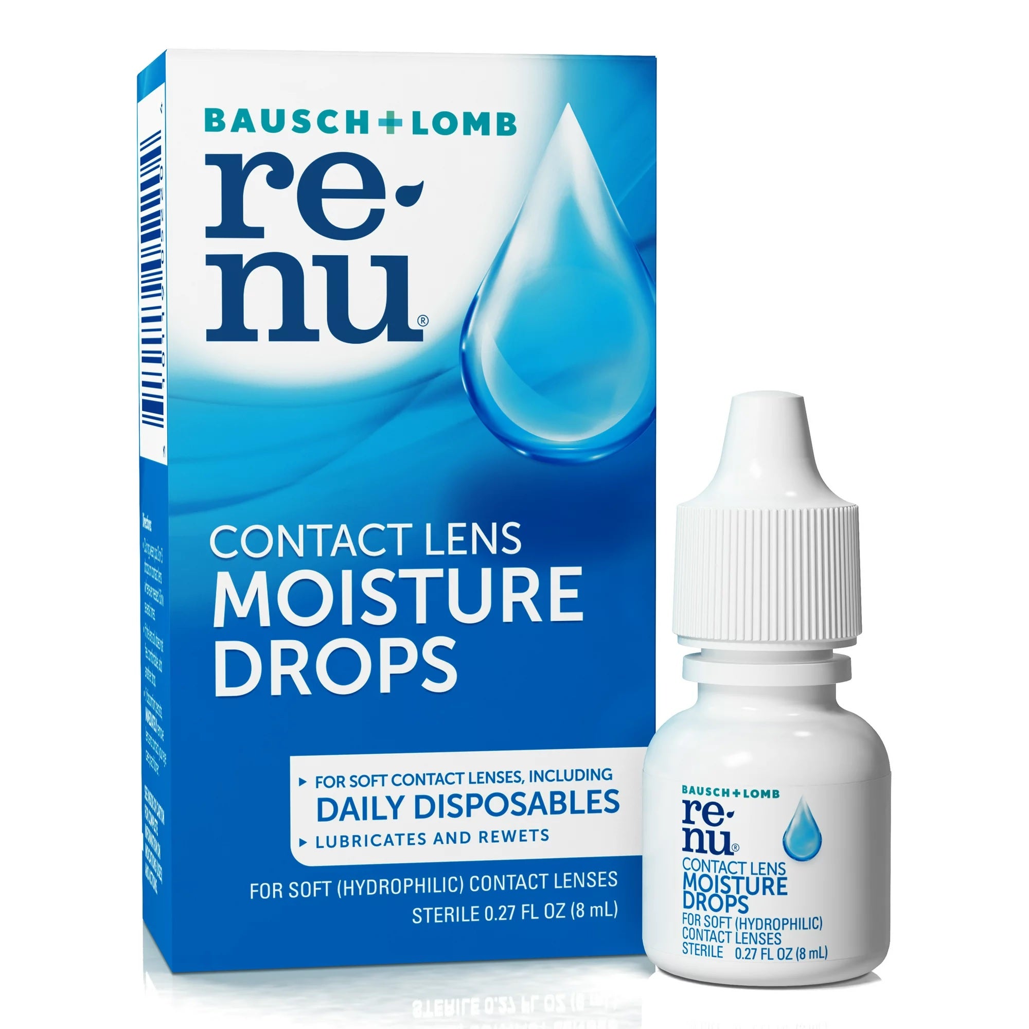 Bausch + Lomb Renu Contact Lens Moisture Drops - 0.27oz/24pk